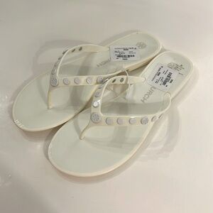 Tory Burch White Cream Flip Flops